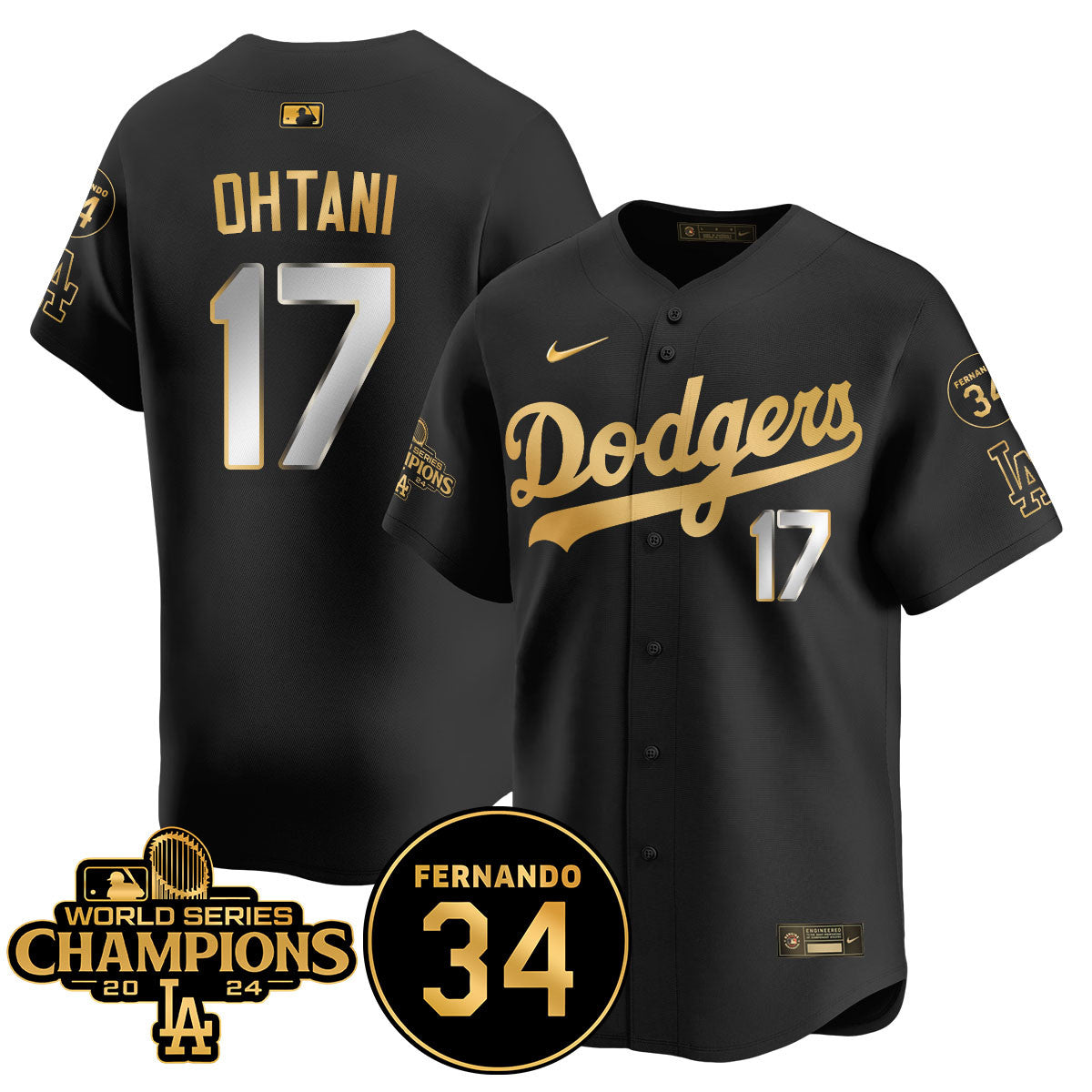 LA Dodgers - World Series Champions 2024/Fernando Valenzuela Memorial Jersey - All Stitched N08-DTD
