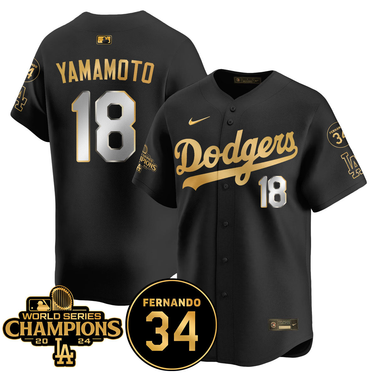 LA Dodgers - World Series Champions 2024/Fernando Valenzuela Memorial Jersey - All Stitched N08-DTD