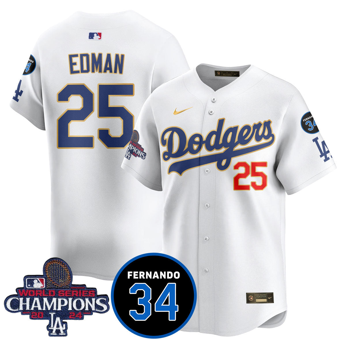 LA Dodgers - World Series Champions 2024/Fernando Valenzuela Memorial Jersey - All Stitched N08-DTD
