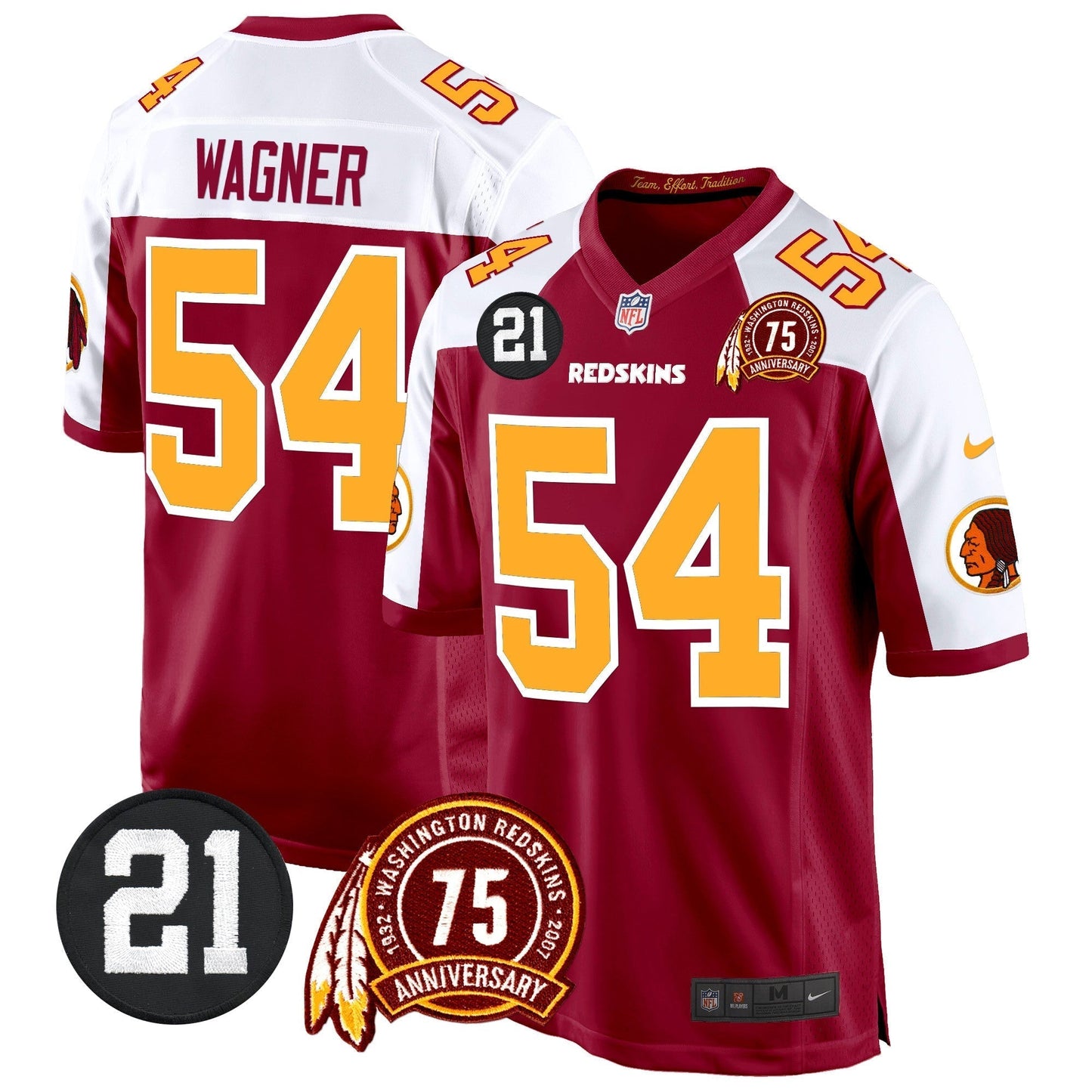 WR 75th & Sean Taylor Patch Game Jersey - All Stitched-DTD