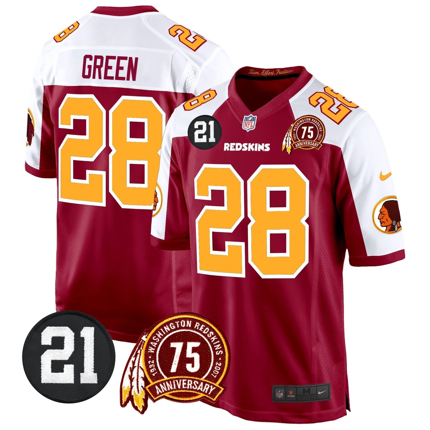 WR 75th & Sean Taylor Patch Game Jersey - All Stitched-DTD