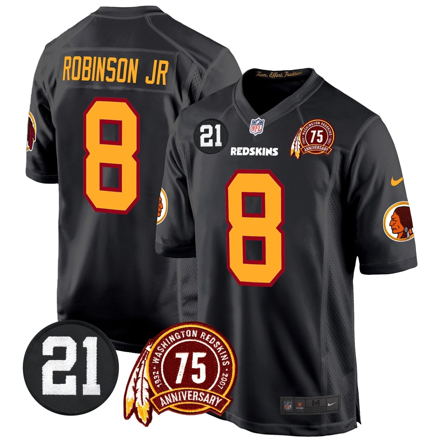 WR 75th & Sean Taylor Patch Game Jersey - All Stitched-DTD