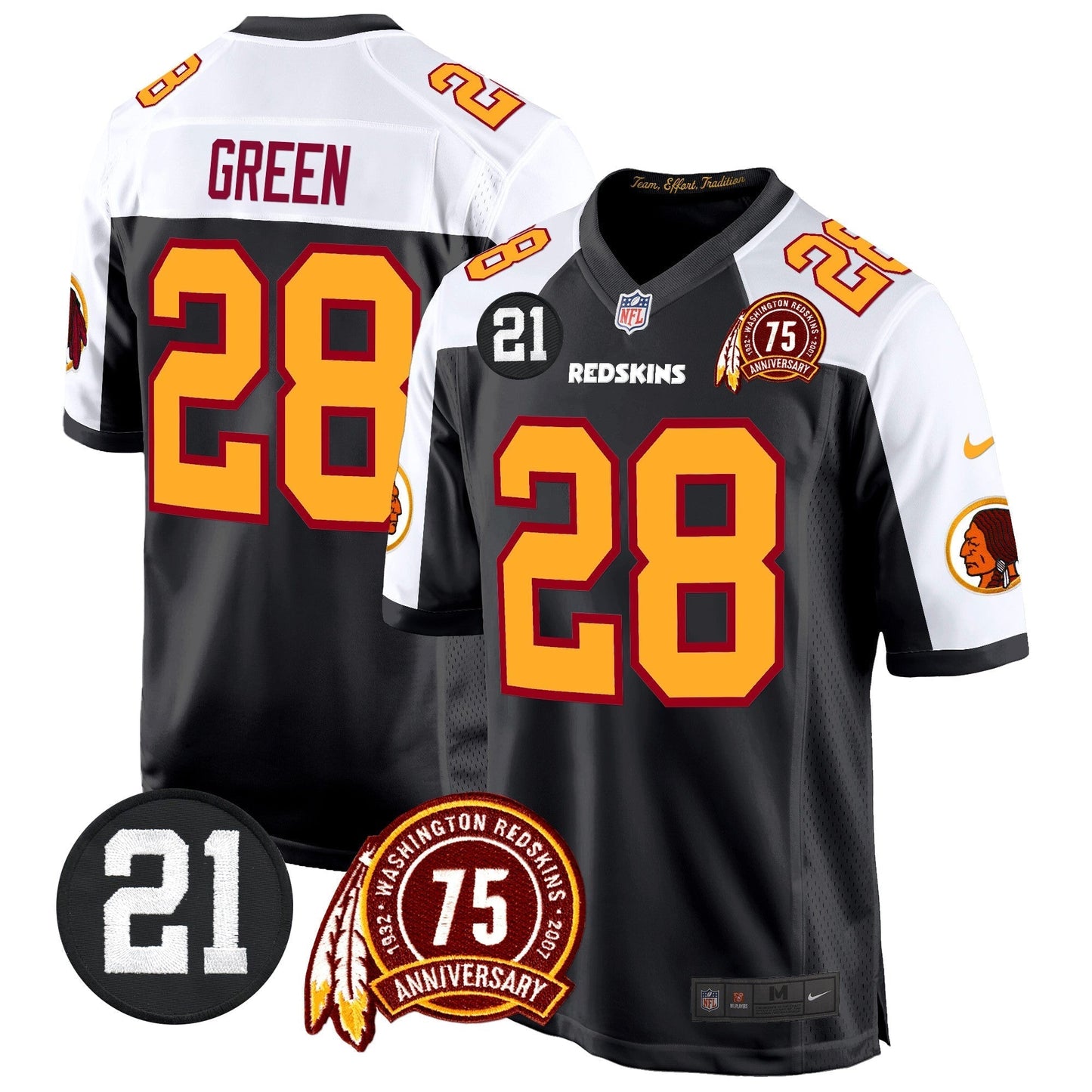 WR 75th & Sean Taylor Patch Game Jersey - All Stitched-DTD