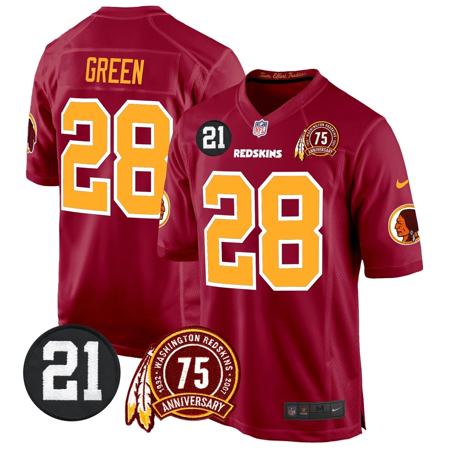 WR 75th & Sean Taylor Patch Game Jersey - All Stitched-DTD