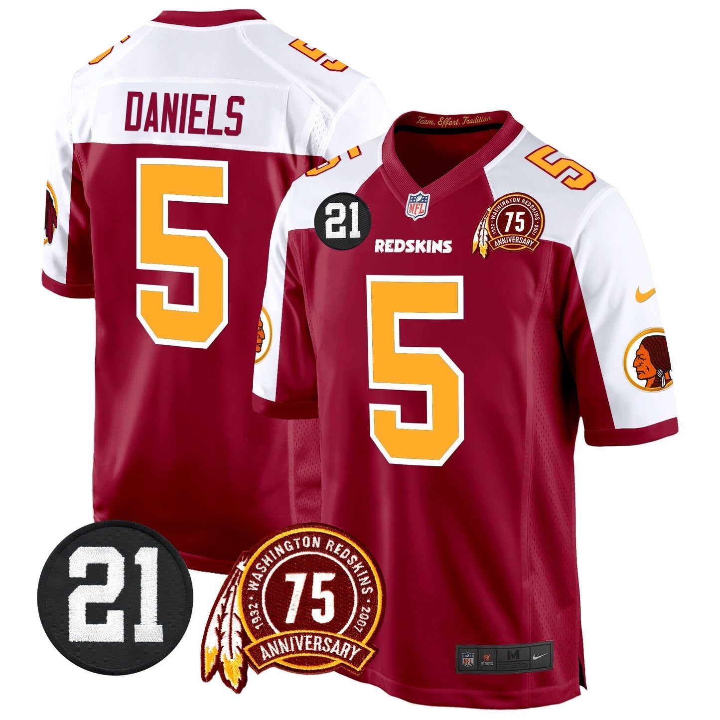 WR 75th & Sean Taylor Patch Game Jersey - All Stitched-DTD