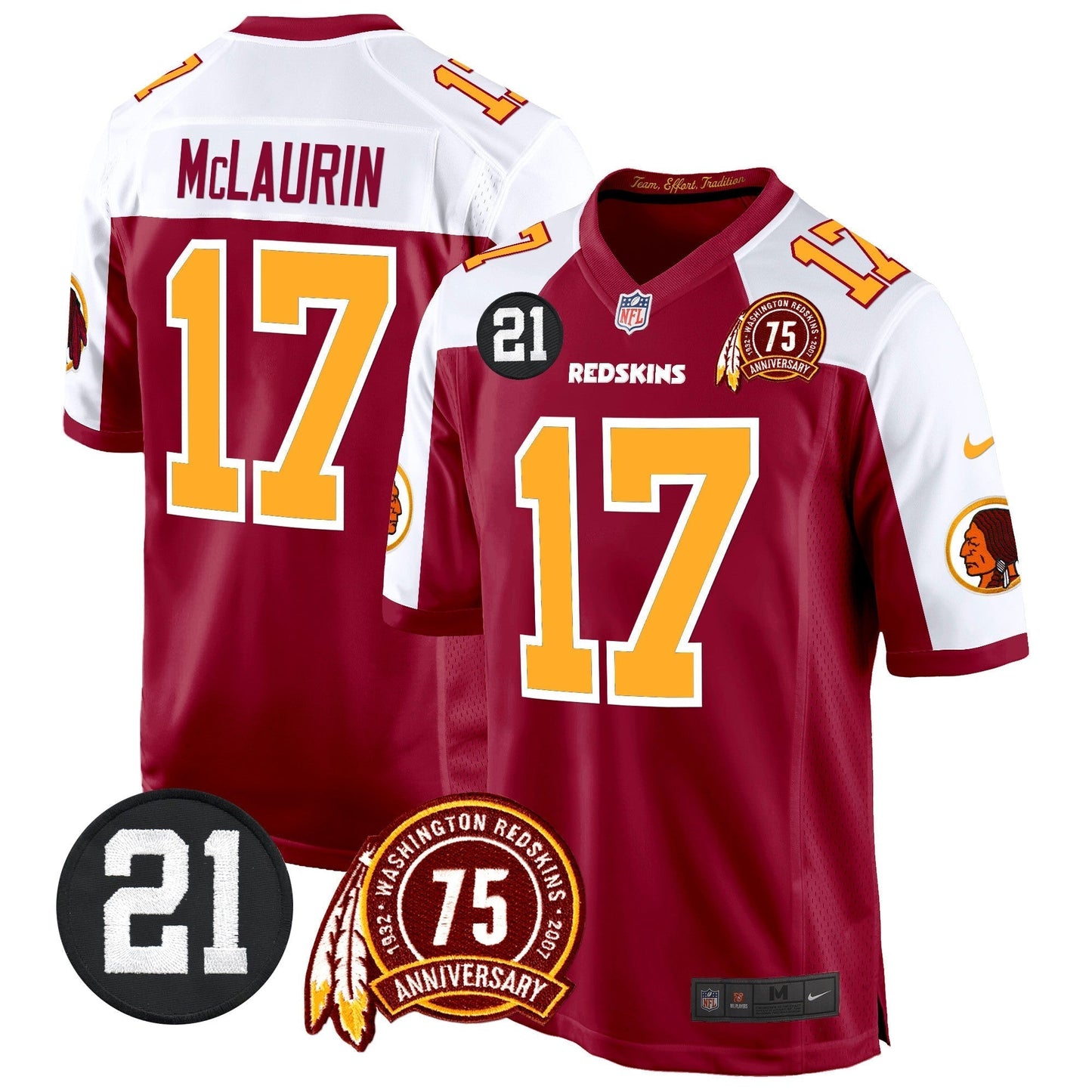 WR 75th & Sean Taylor Patch Game Jersey - All Stitched-DTD