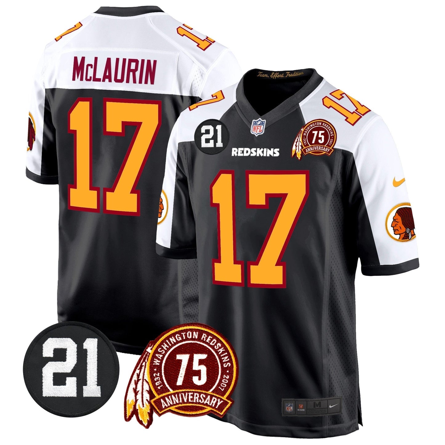 WR 75th & Sean Taylor Patch Game Jersey - All Stitched-DTD