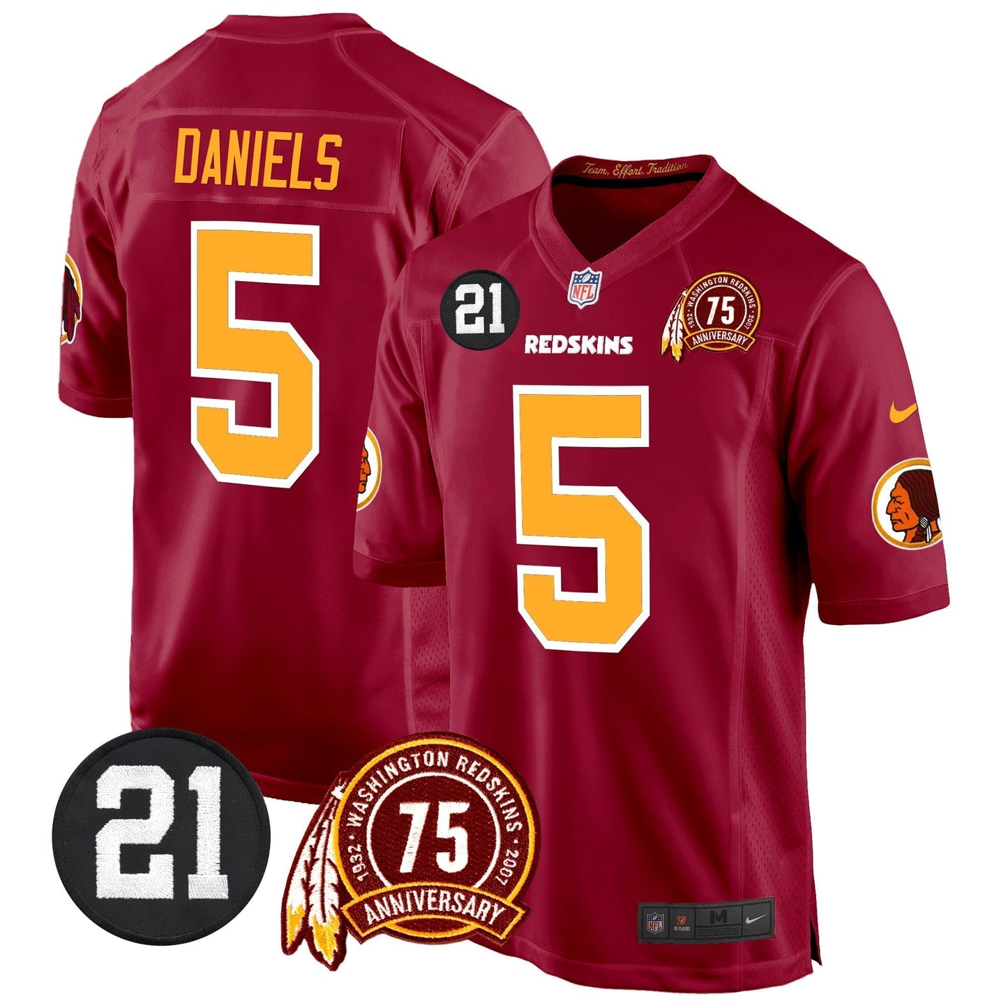 WR 75th & Sean Taylor Patch Game Jersey - All Stitched-DTD