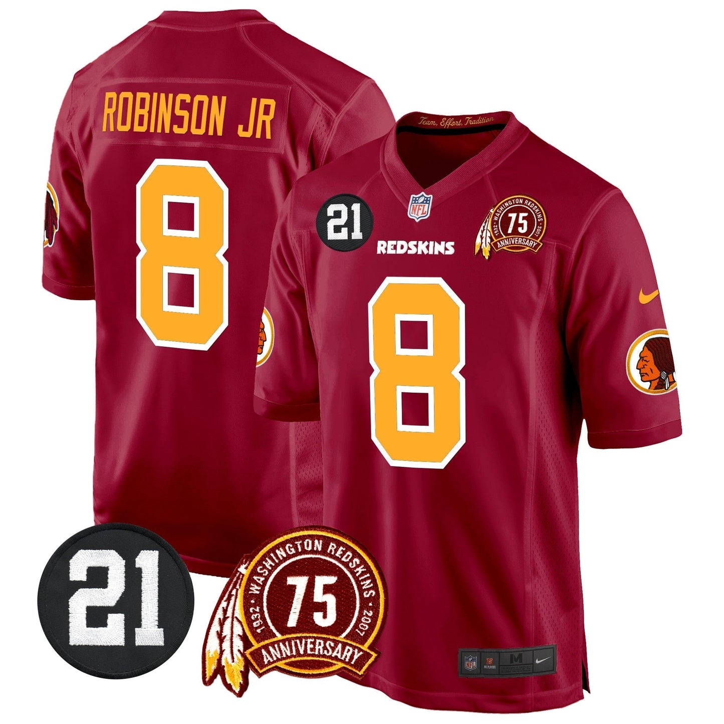 WR 75th & Sean Taylor Patch Game Jersey - All Stitched-DTD