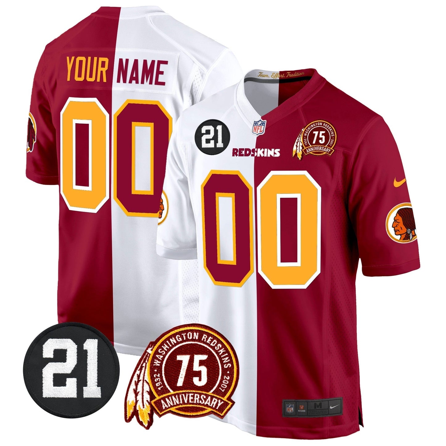 WR 75th & Sean Taylor Patch Game Custom Jersey - All Stitched-DTD
