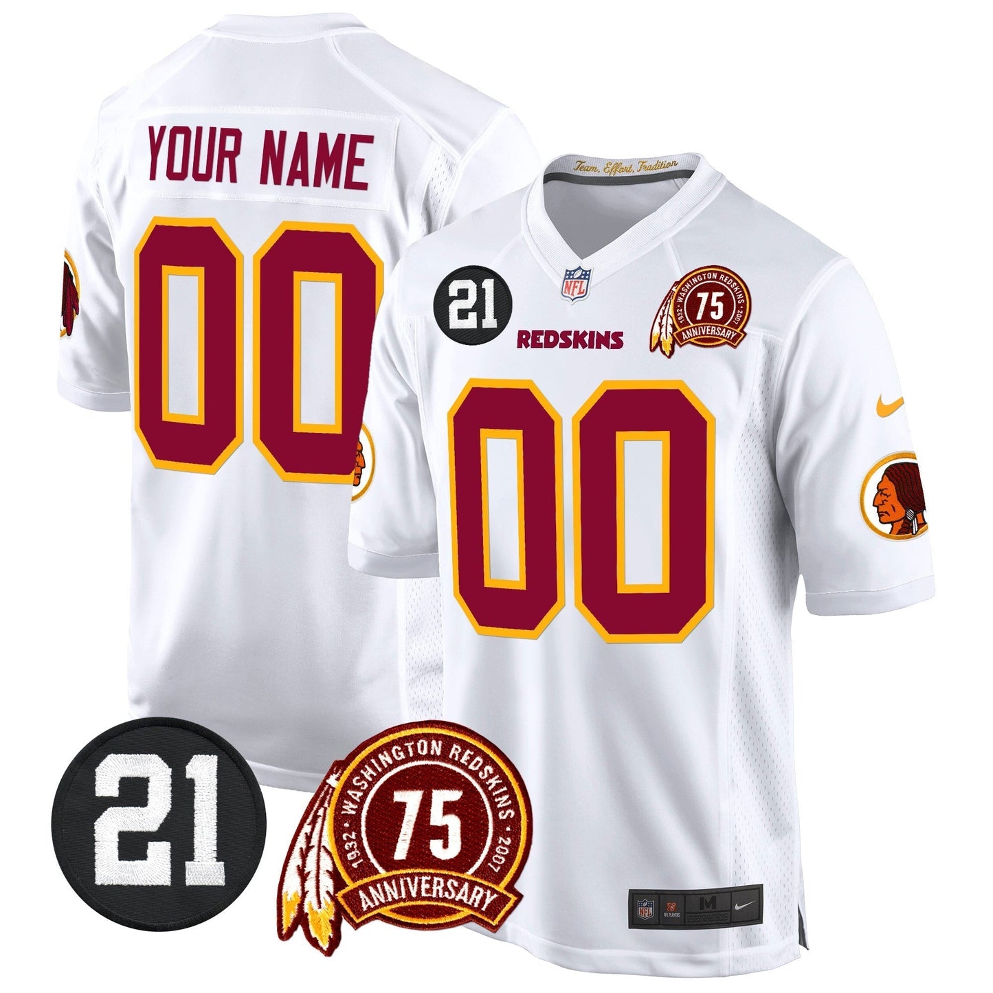 WR 75th & Sean Taylor Patch Game Custom Jersey - All Stitched-DTD
