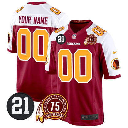 WR 75th & Sean Taylor Patch Game Custom Jersey - All Stitched-DTD