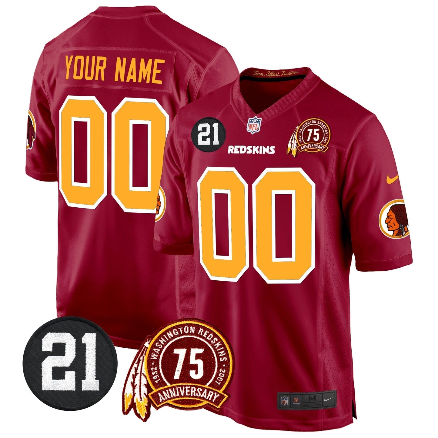 WR 75th & Sean Taylor Patch Game Custom Jersey - All Stitched-DTD