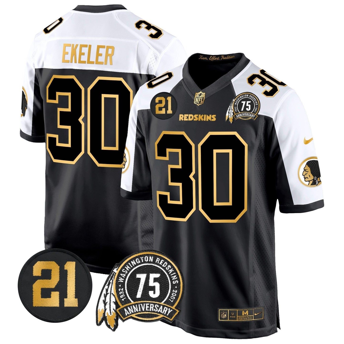 WR 75th & Sean Taylor Patch Gold Game Jersey - All Stitched-DTD