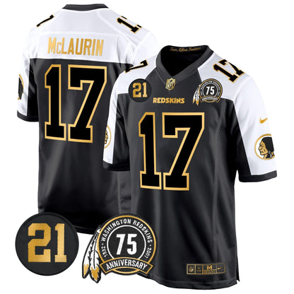 WR 75th & Sean Taylor Patch Gold Game Jersey - All Stitched-DTD