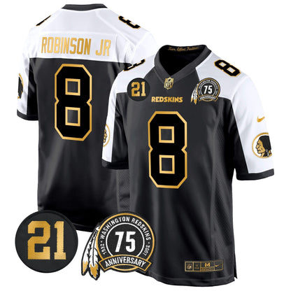 WR 75th & Sean Taylor Patch Gold Game Jersey - All Stitched-DTD