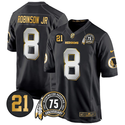 WR 75th & Sean Taylor Patch Gold Game Jersey - All Stitched-DTD