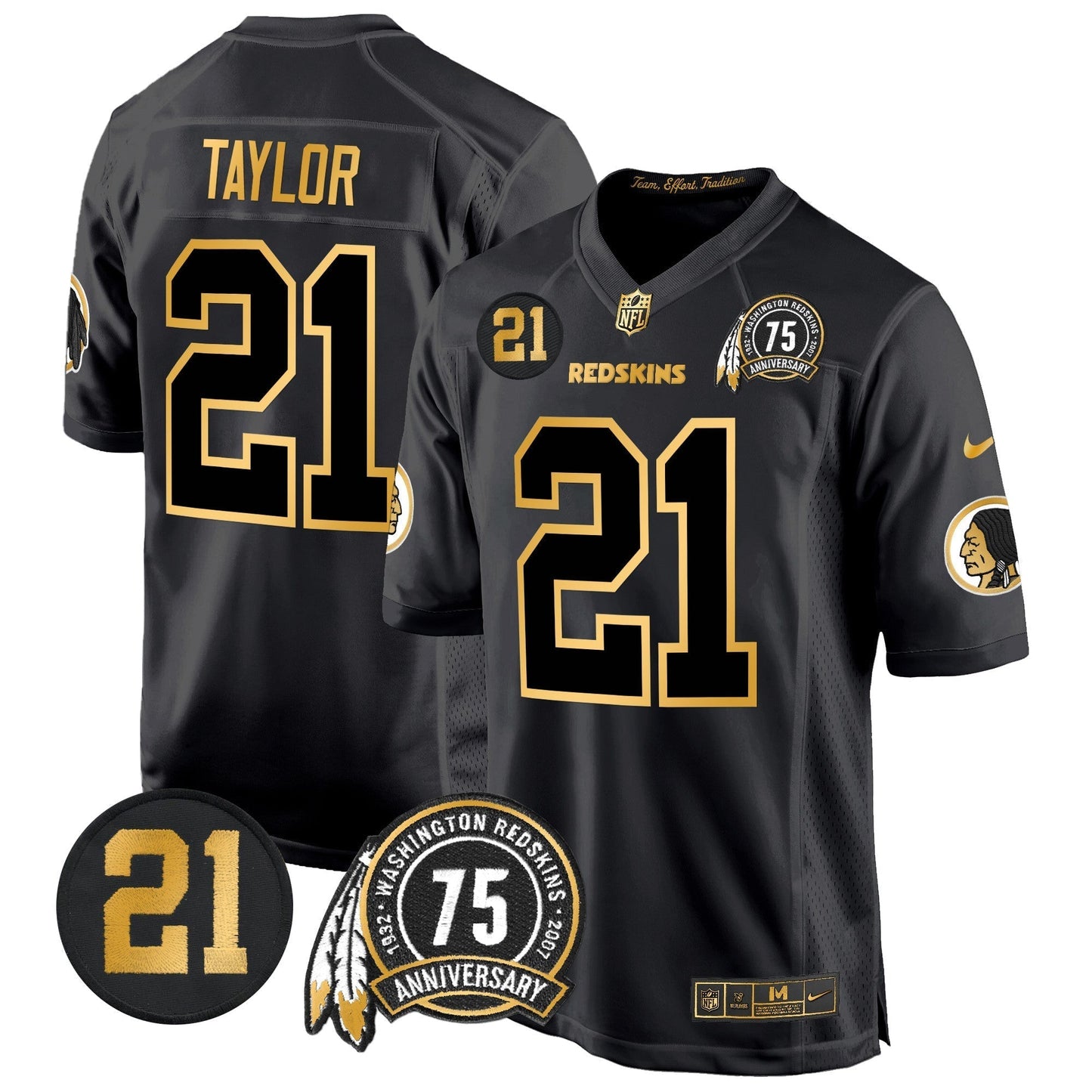 WR 75th & Sean Taylor Patch Gold Game Jersey - All Stitched-DTD