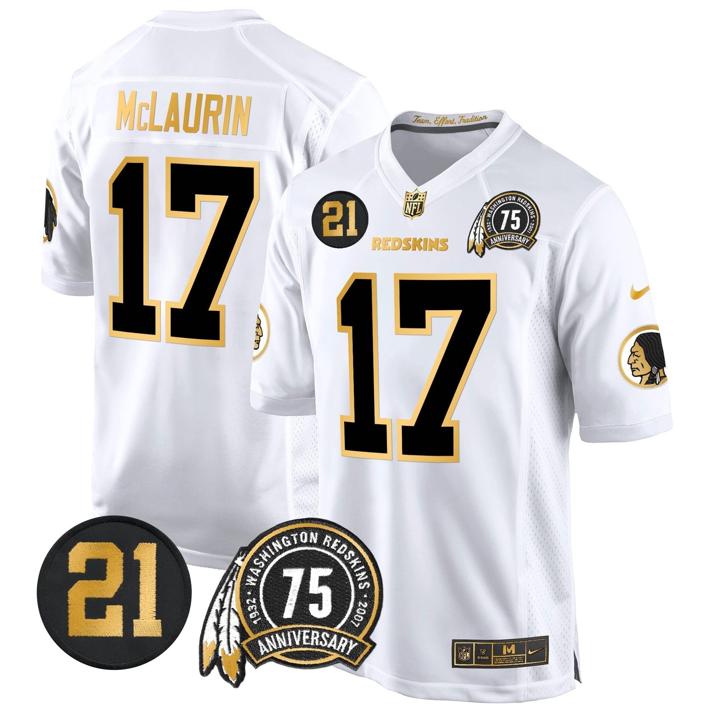WR 75th & Sean Taylor Patch Gold Game Jersey - All Stitched-DTD