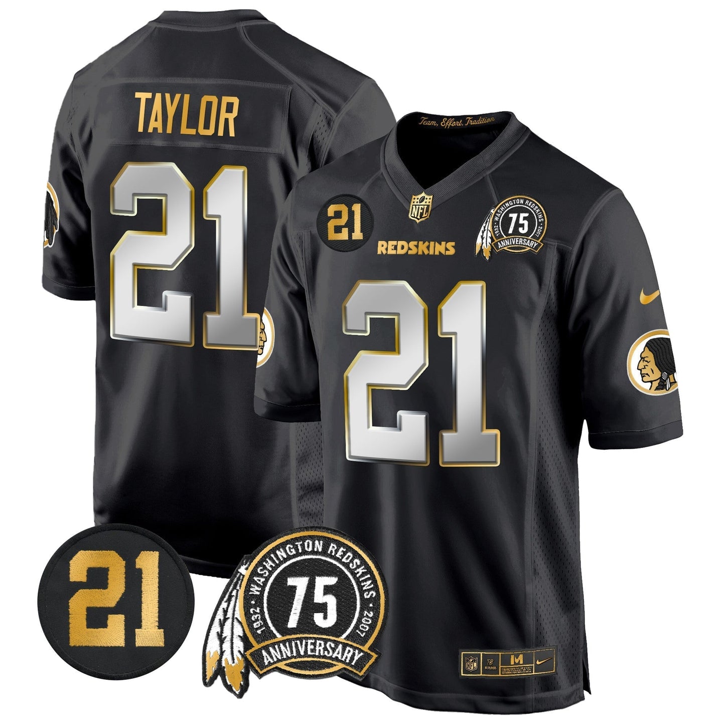 WR 75th & Sean Taylor Patch Gold Game Jersey - All Stitched-DTD