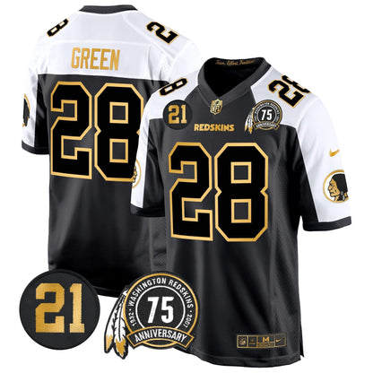 WR 75th & Sean Taylor Patch Gold Game Jersey - All Stitched-DTD