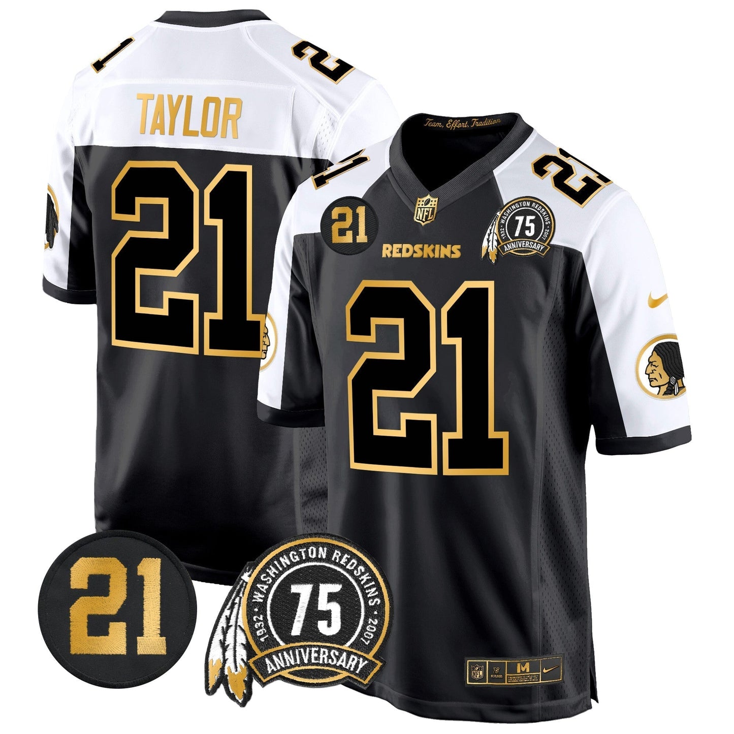 WR 75th & Sean Taylor Patch Gold Game Jersey - All Stitched-DTD