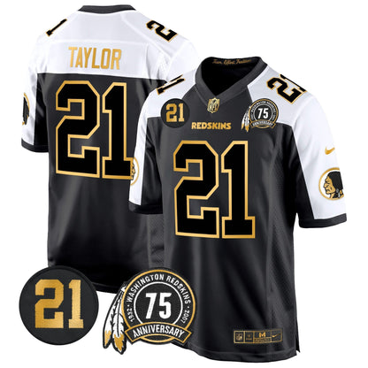 WR 75th & Sean Taylor Patch Gold Game Jersey - All Stitched-DTD