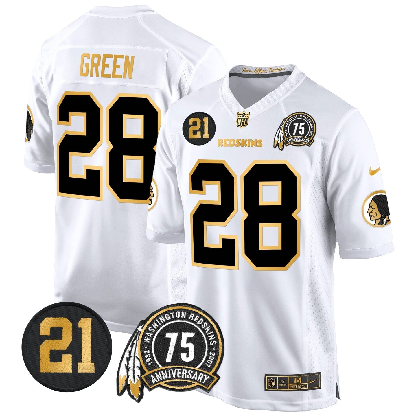 WR 75th & Sean Taylor Patch Gold Game Jersey - All Stitched-DTD
