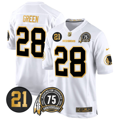 WR 75th & Sean Taylor Patch Gold Game Jersey - All Stitched-DTD