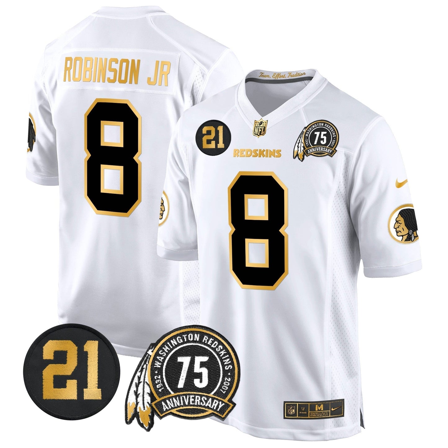 WR 75th & Sean Taylor Patch Gold Game Jersey - All Stitched-DTD