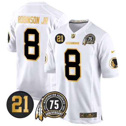 WR 75th & Sean Taylor Patch Gold Game Jersey - All Stitched-DTD