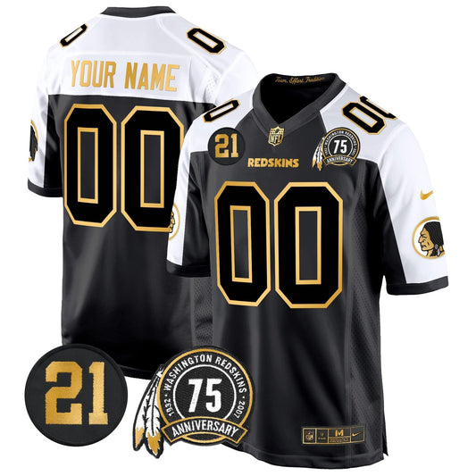WR 75th & Sean Taylor Patch Gold Game Custom Jersey - All Stitched-DTD
