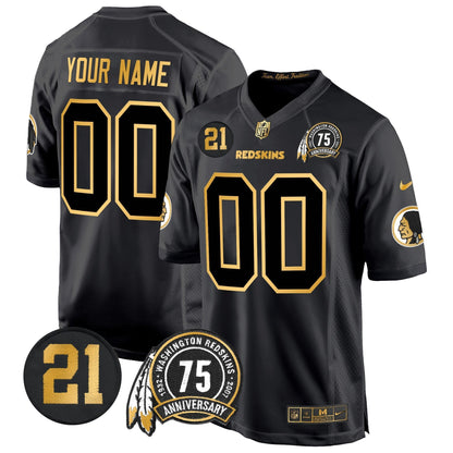 WR 75th & Sean Taylor Patch Gold Game Custom Jersey - All Stitched-DTD