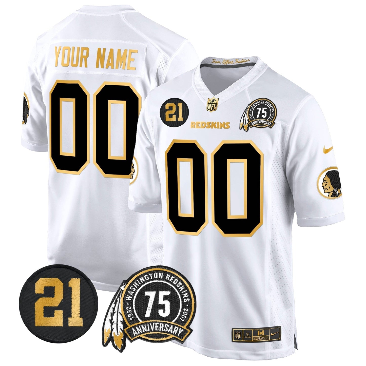 WR 75th & Sean Taylor Patch Gold Game Custom Jersey - All Stitched-DTD