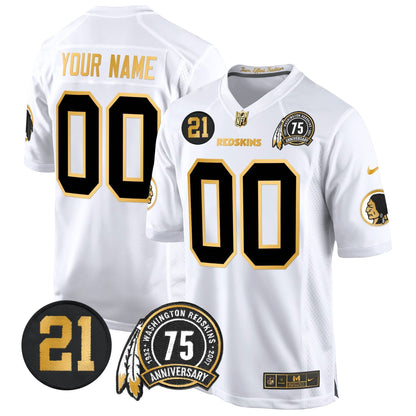 WR 75th & Sean Taylor Patch Gold Game Custom Jersey - All Stitched-DTD