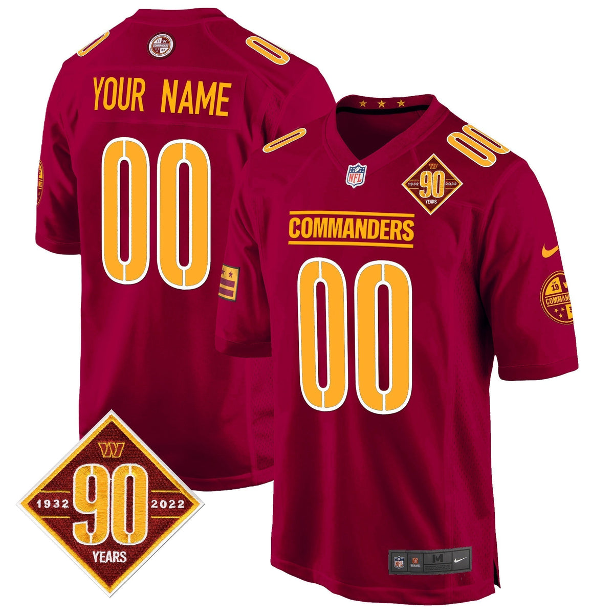 WAS 90th Anniversary Patch Game Custom Jersey - All Stitched-DTD