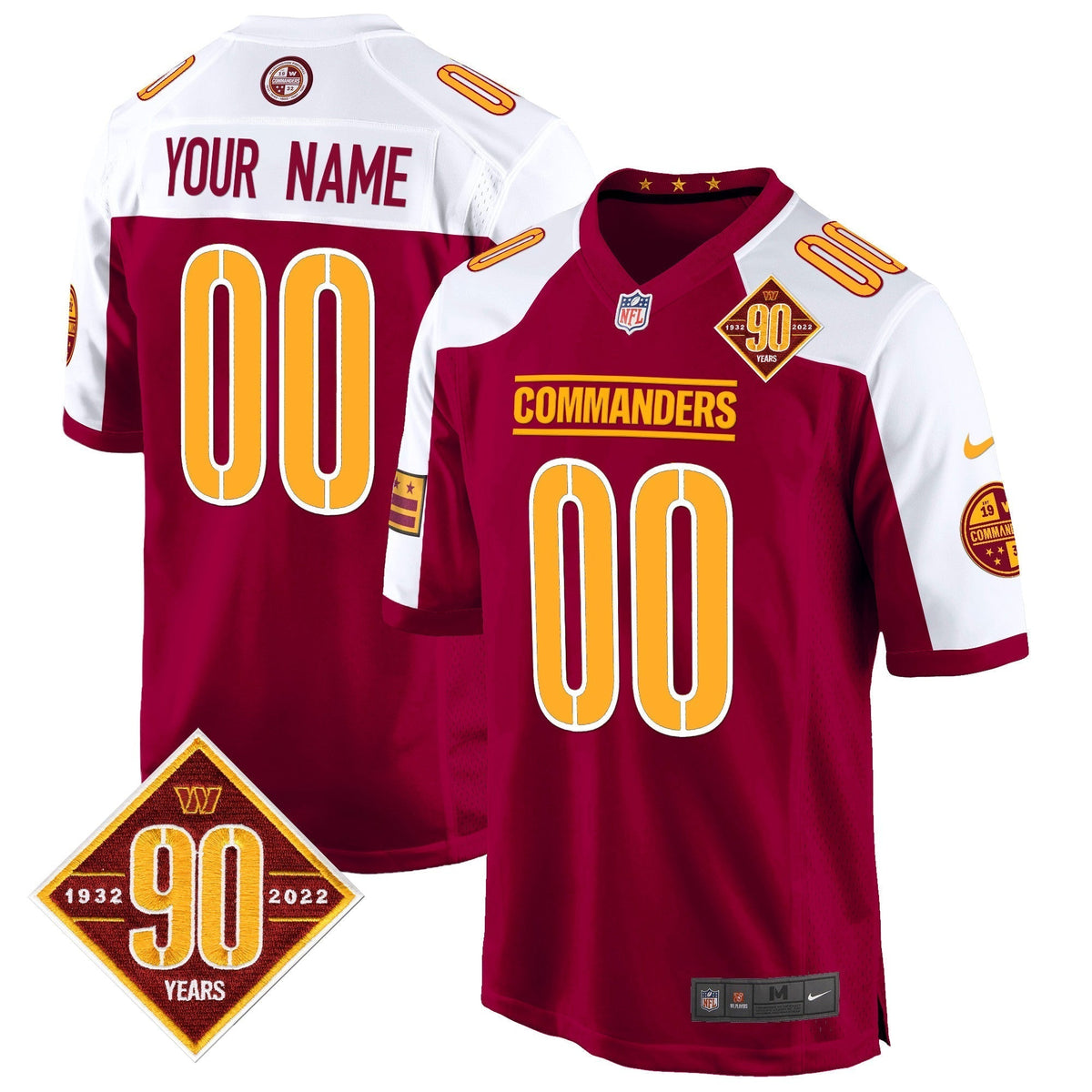 WAS 90th Anniversary Patch Game Custom Jersey - All Stitched-DTD