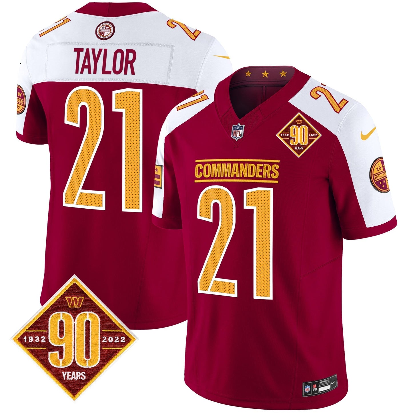 Men's Washington Commanders 90th Anniversary Vapor Limited Jersey V4 - All Stitched