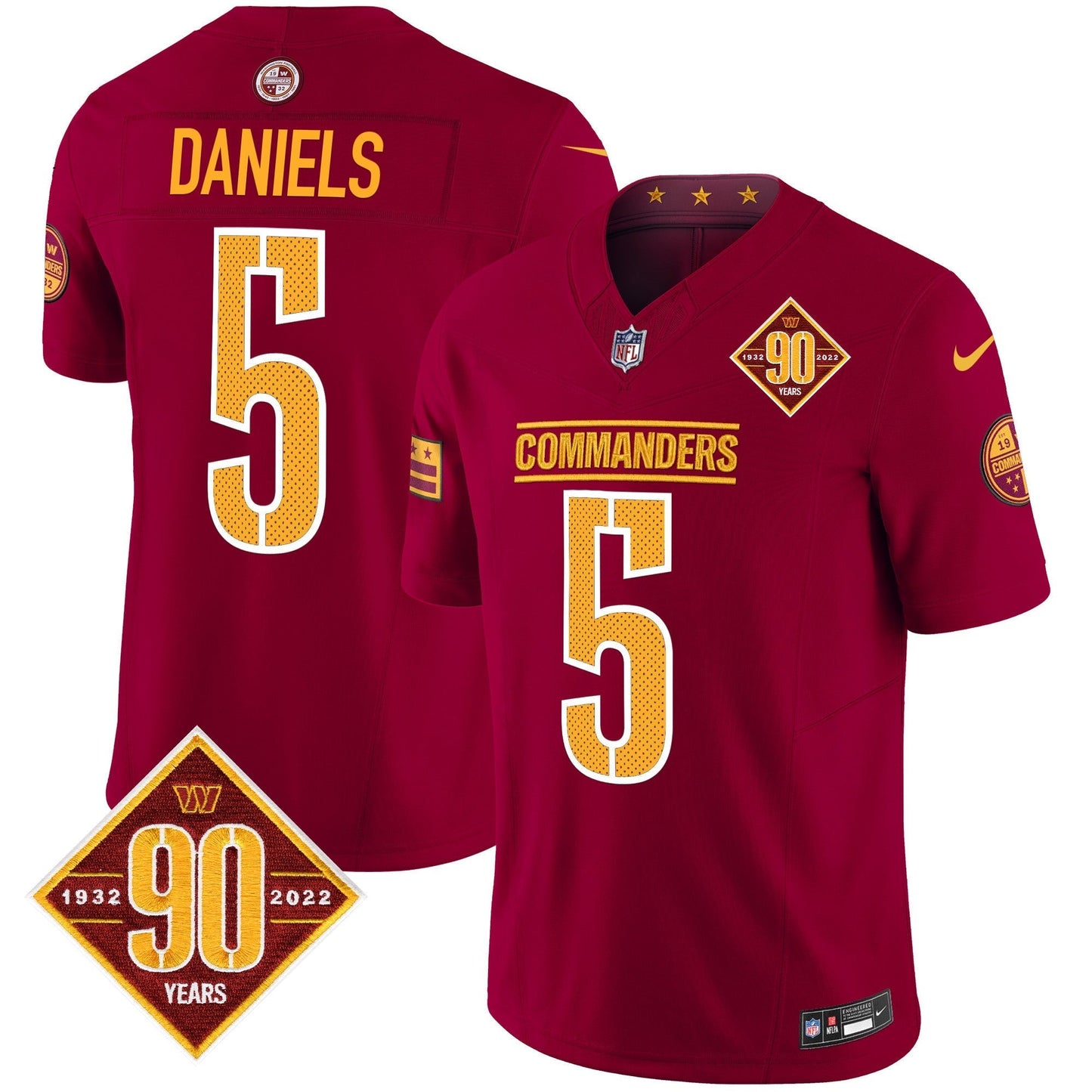 Men's Washington Commanders 90th Anniversary Vapor Limited Jersey V4 - All Stitched