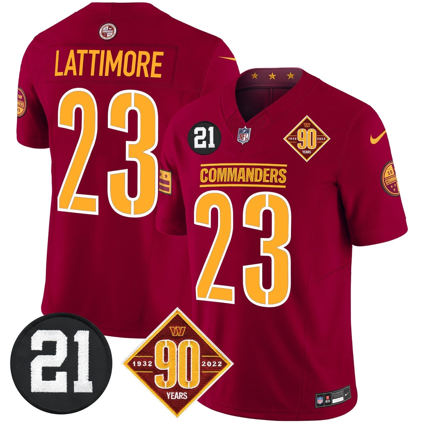 Men's Washington Commanders 90th & Sean Taylor Patch Vapor Limited Jersey - All Stitched
