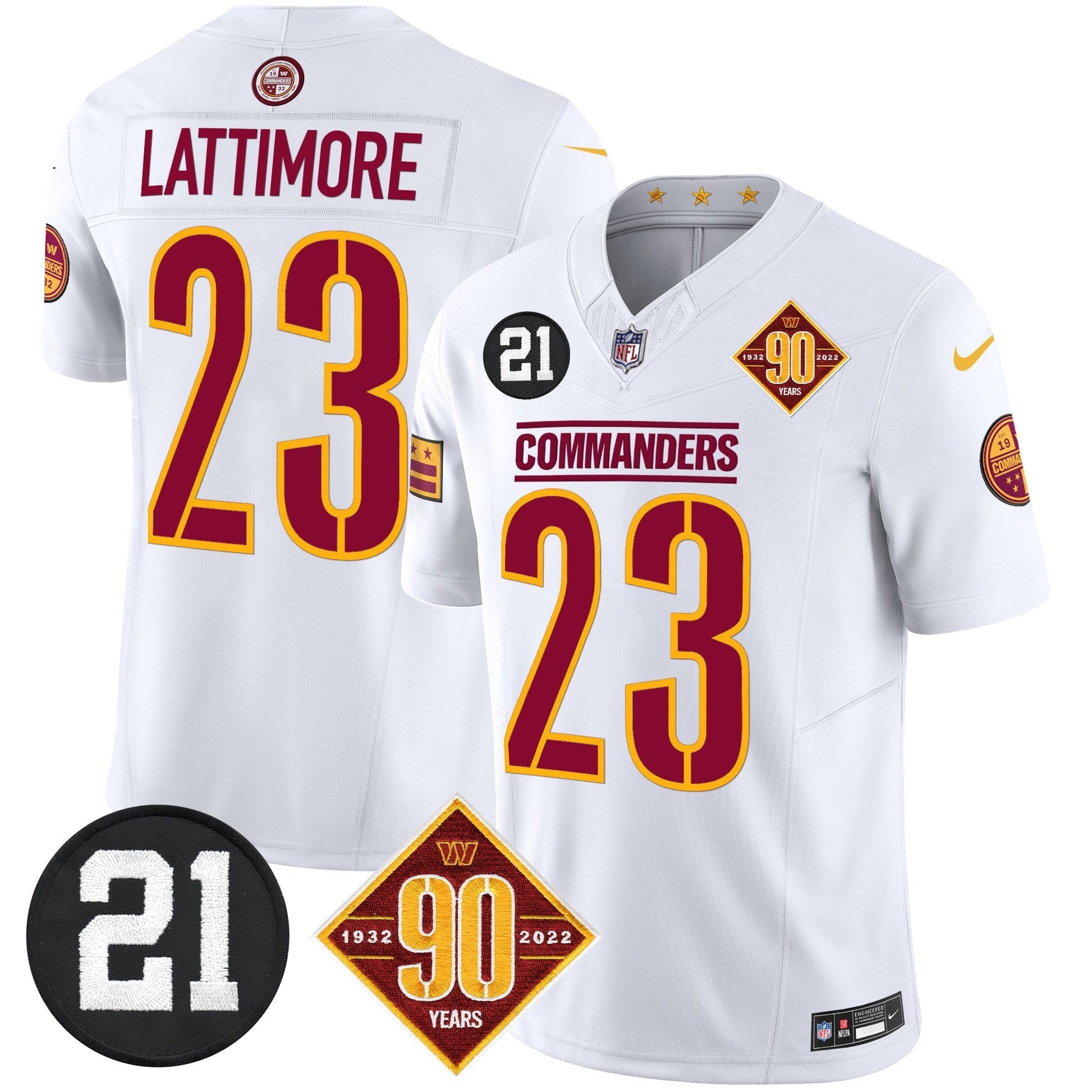 Men's Washington Commanders 90th & Sean Taylor Patch Vapor Limited Jersey - All Stitched