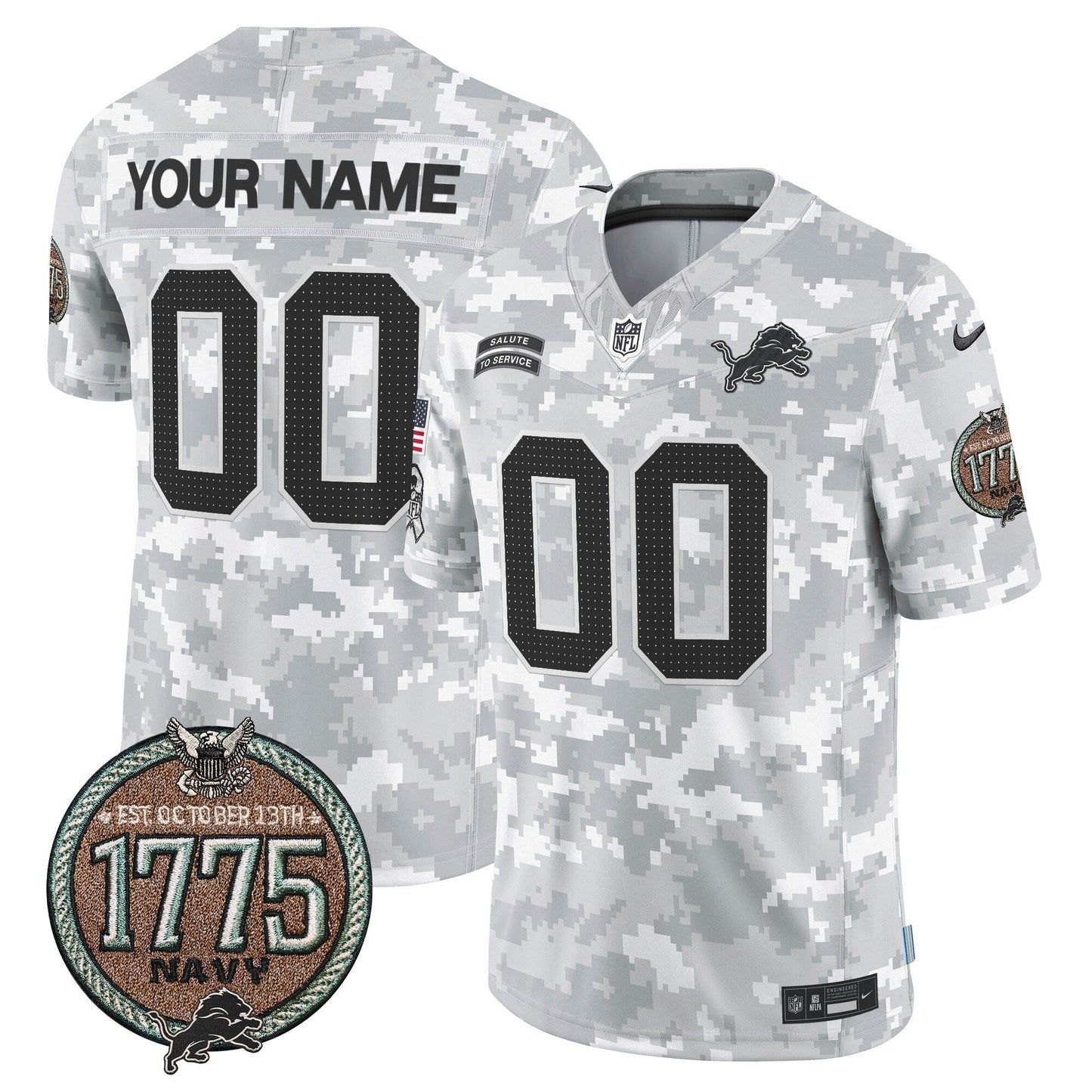 DET 2024 Salute to Service Establishment Year Patch Vapor Limited Custom Jersey - All Stitched-DTD