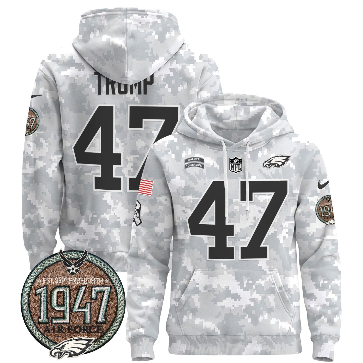 PHI 2024 Salute to Service Establishment Year Patch Pullover Hoodie-DTD