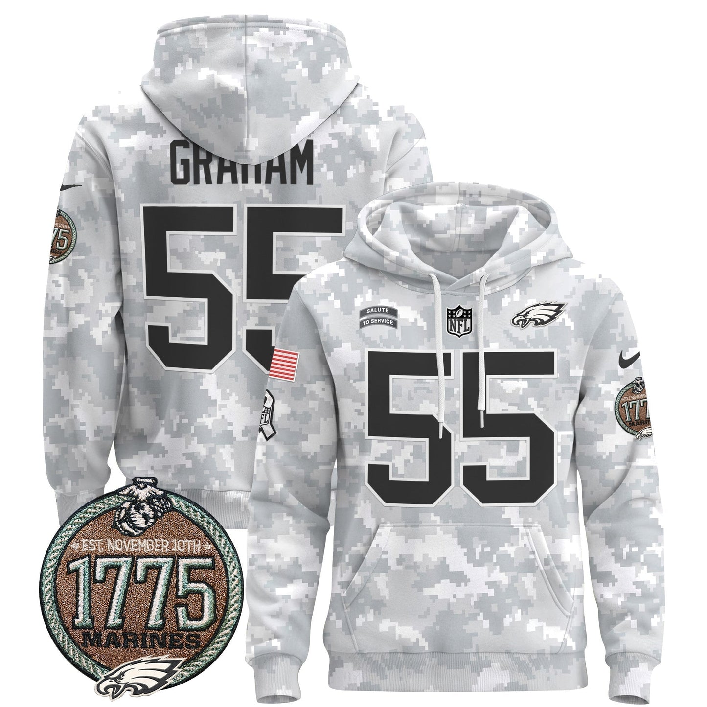 PHI 2024 Salute to Service Establishment Year Patch Pullover Hoodie-DTD