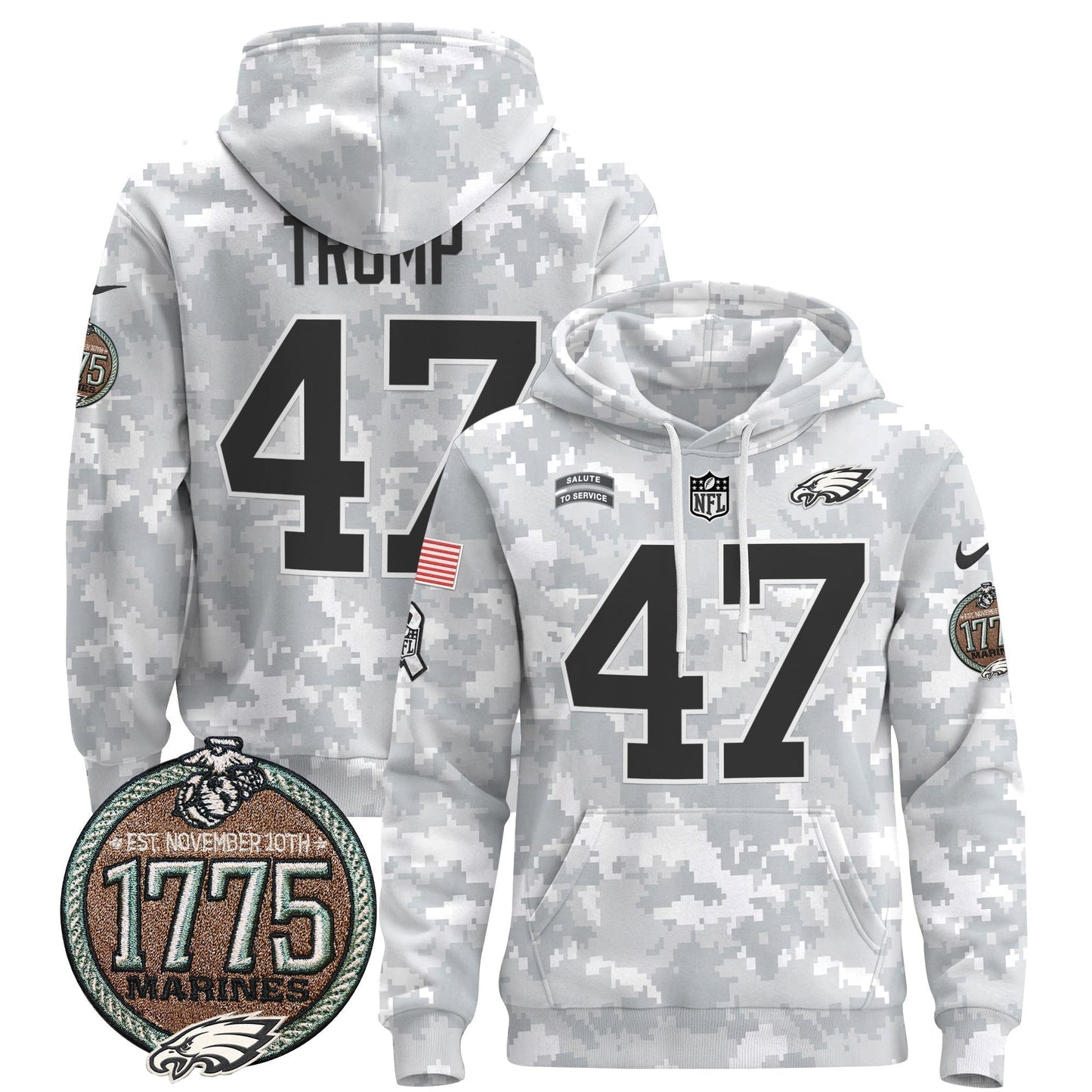 PHI 2024 Salute to Service Establishment Year Patch Pullover Hoodie-DTD