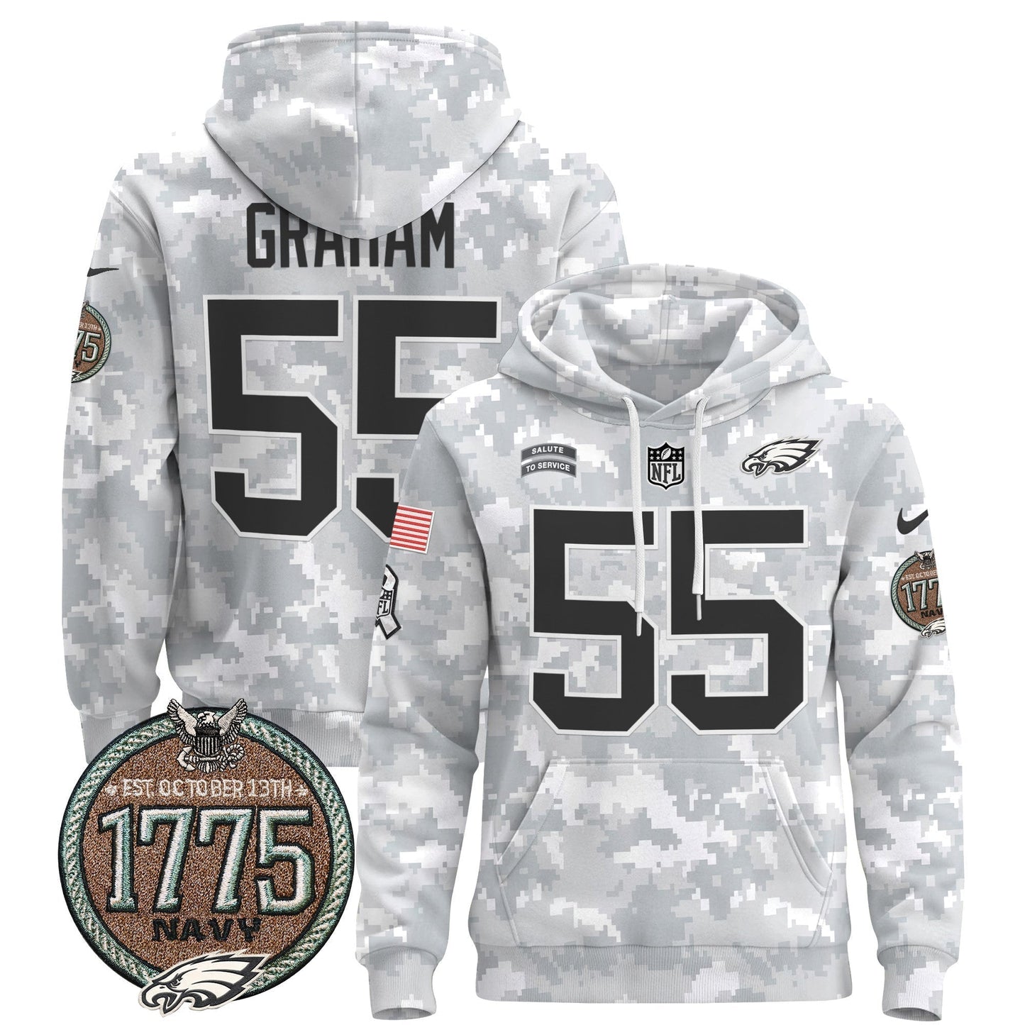 PHI 2024 Salute to Service Establishment Year Patch Pullover Hoodie-DTD
