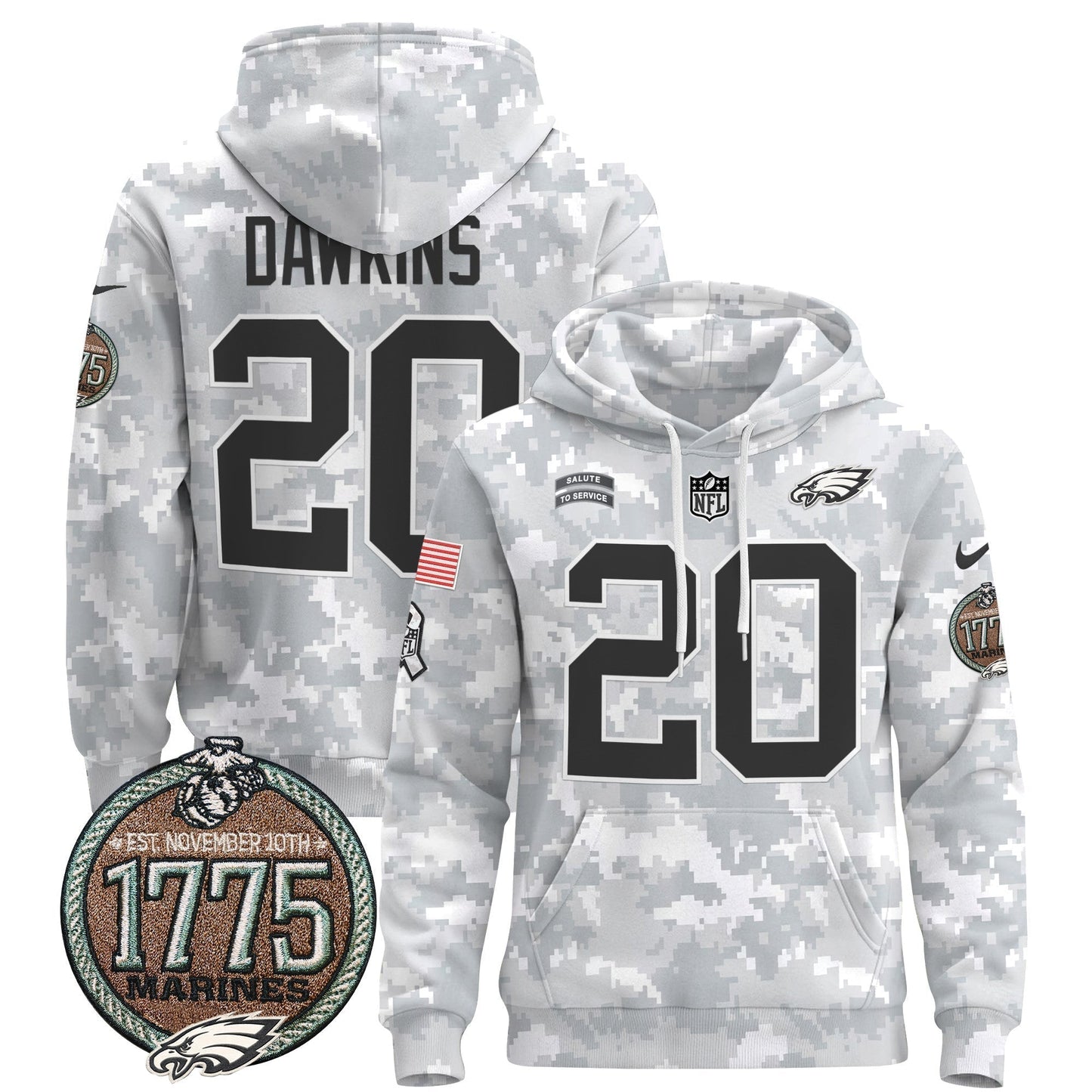 PHI 2024 Salute to Service Establishment Year Patch Pullover Hoodie-DTD