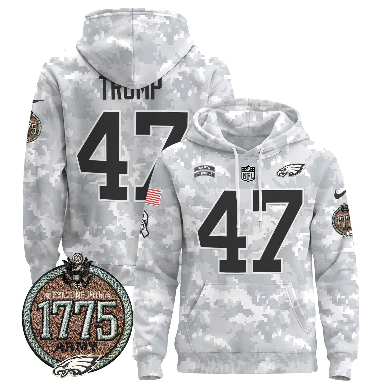 PHI 2024 Salute to Service Establishment Year Patch Pullover Hoodie-DTD