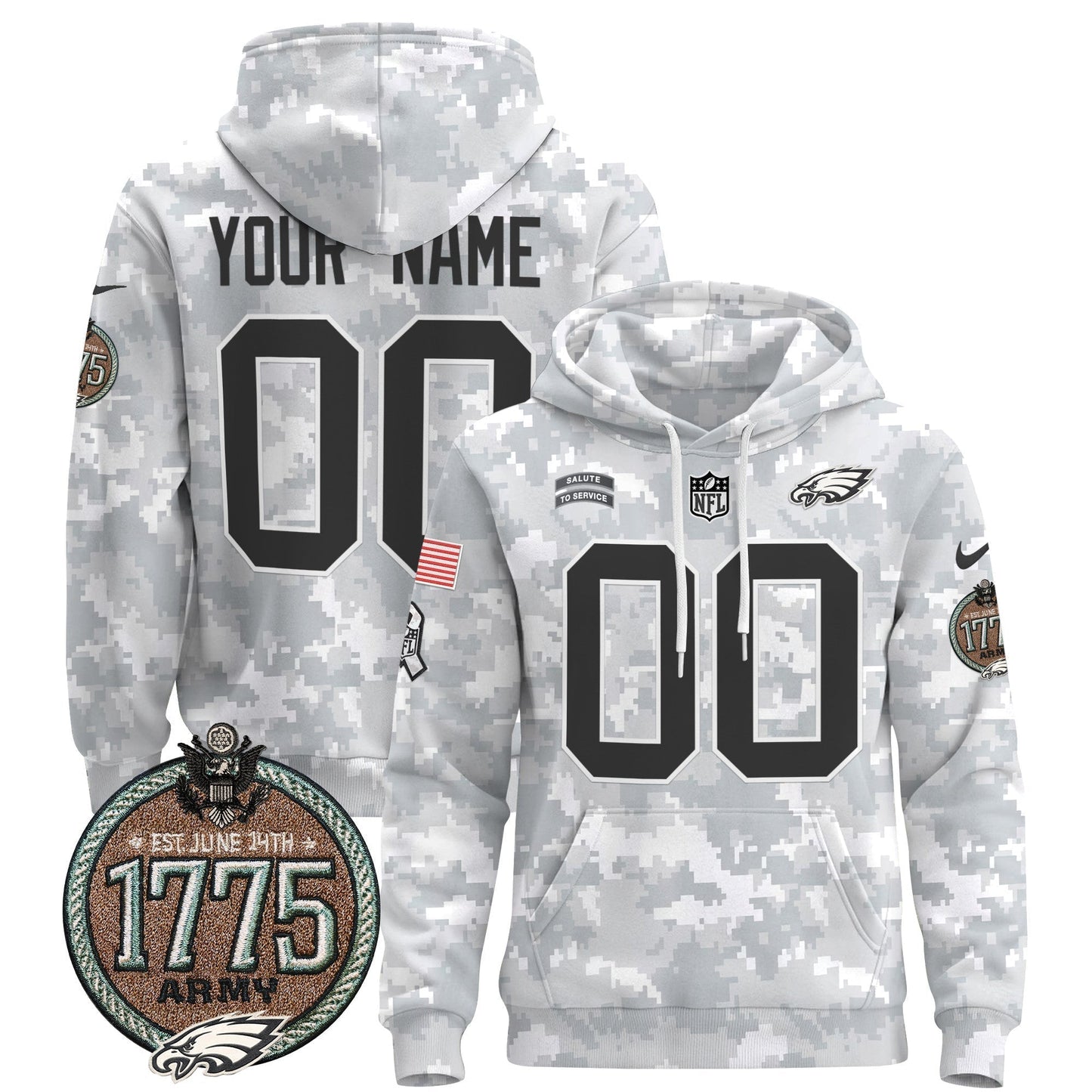PHI 2024 Salute to Service Establishment Year Patch Custom Pullover Hoodie-DTD