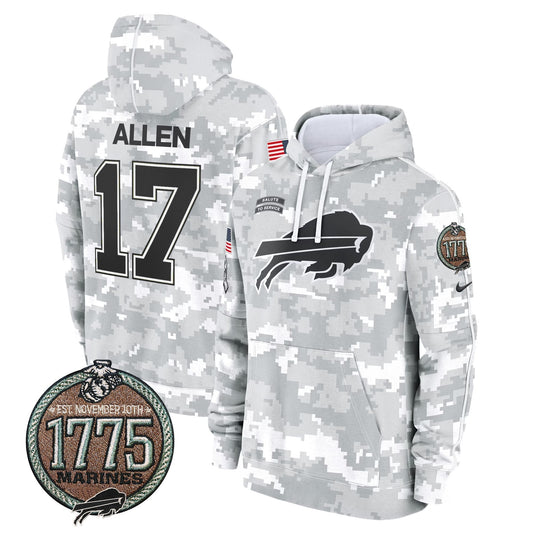 BUF 2024 Salute to Service Establishment Year Patch Fleece Pullover Hoodie-DTD